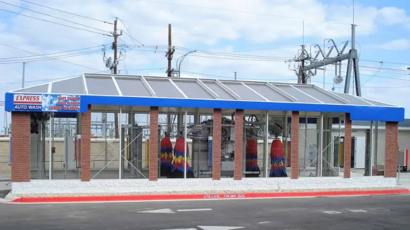 Daytime car wash building visual appeal